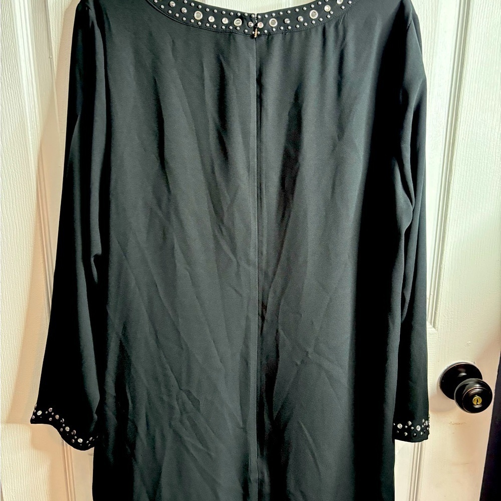 Michael Kors Black Studded Dress; 1X, embellished, chic, steampunk glam, studded - Picture 3 of 7